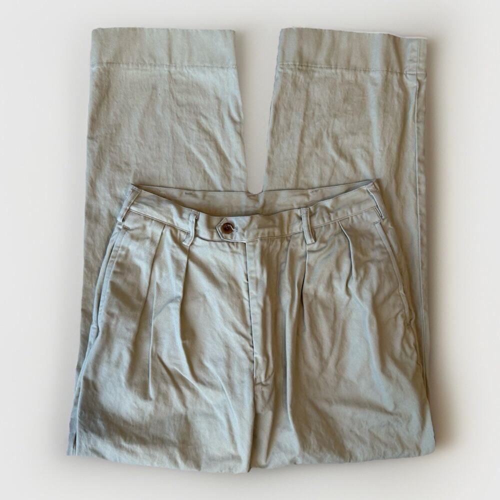 Non Stock Pleated Pants 29 Khaki Military Minimalist New York Made in USA